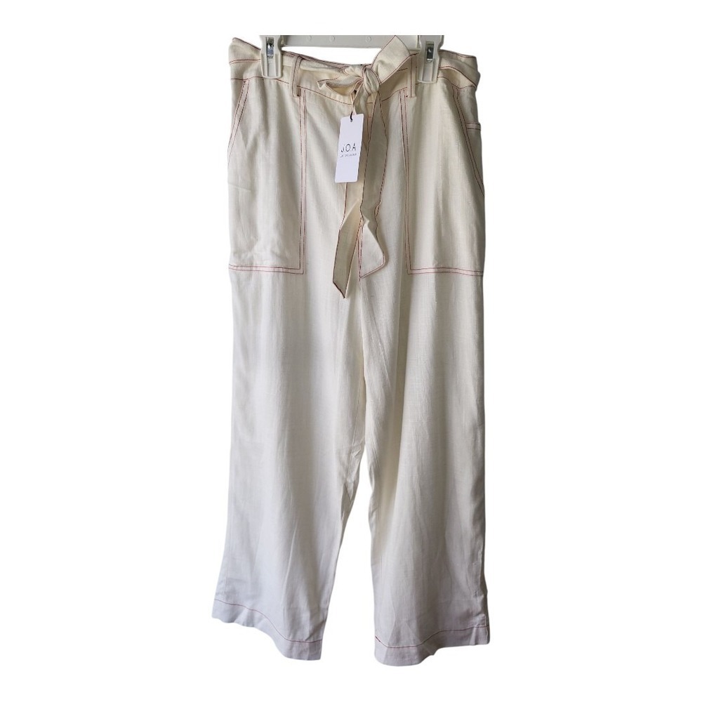 💕J.O.A Women's Linen And Cotton Blend Cropped Wide Leg Pants Size M New